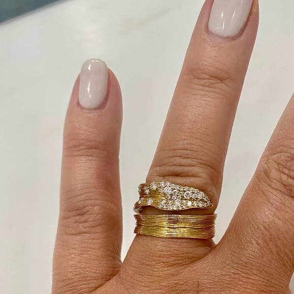 18k Yellow Gold Ring with diamonds MICHAEL ARAM Stunning 18k Adjustable … - Picture 10 of 11